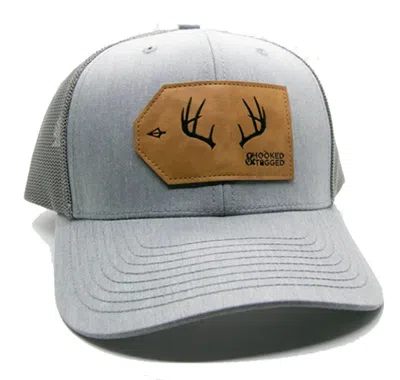 Hooked And Tagged Men's  Buck Antler Patch Adjustable Hat In Gray