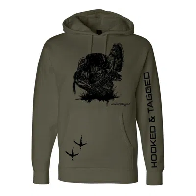 Hooked And Tagged Men's  Turkey Hoodie In Green