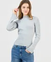Hooked Up By Iot Junior's Mock-neck Long-sleeve Sweater In Gray