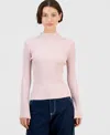 Hooked Up By Iot Junior's Mock-neck Long-sleeve Sweater In Pink