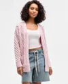 Hooked Up By Iot Juniors' Cable-knit Open Cardigan In Multi