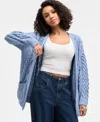 Hooked Up By Iot Juniors' Cable-knit Open Cardigan In Multi