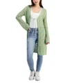 HOOKED UP BY IOT JUNIORS' DIAMOND STITCH LONG-SLEEVE DUSTER