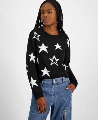 Hooked Up By Iot Juniors' "it Girl" Crewneck Sweater In Black Star