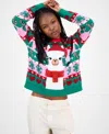 Hooked Up By Iot Juniors' Llama Pullover Holiday Sweater In Multi