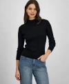 Hooked Up By Iot Juniors' Mock-neck Rib-knit Sweater In Black