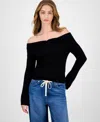 Hooked Up By Iot Juniors' Marilyn Off-the-shoulder Top In Black