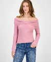 Hooked Up By Iot Juniors' Off-the-shoulder Sweater In Purple
