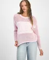 Hooked Up By Iot Juniors' Open-stitch Sweater In Tender Touch
