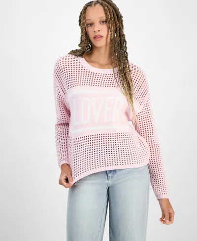 Hooked Up By Iot Juniors' Open-stitch Sweater In Tender Touch