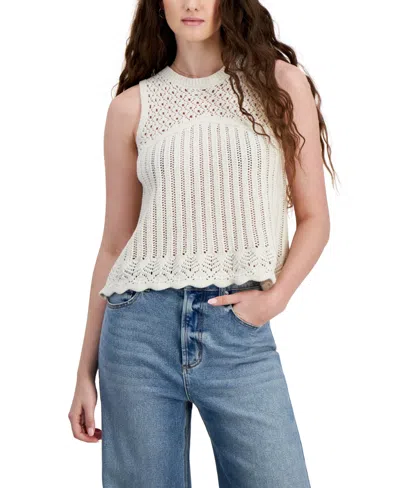 Hooked Up By Iot Juniors' Pointelle Knit Sleeveless Top In New Cream