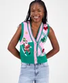 Hooked Up By Iot Juniors' Santa Pickleball Sleeveless Sweater Vest In Multi