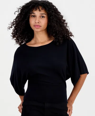 Hooked Up By Iot Juniors' Slouchy Wide-sleeve Sweater In Black