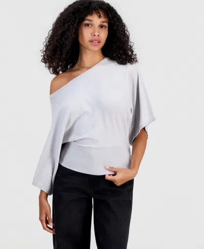 Hooked Up By Iot Juniors' Slouchy Wide-sleeve Sweater In Heather Grey