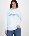 Hooked Up By Iot Juniors' Verbiage Mock Neck Sweater In Blue