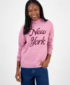 Hooked Up By Iot Juniors' Verbiage Mock Neck Sweater In Pink