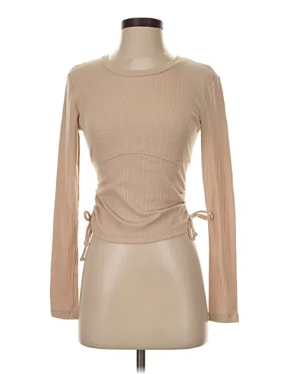 Pre-owned Hooked Up Long Sleeve Top Tan Turtleneck Tops