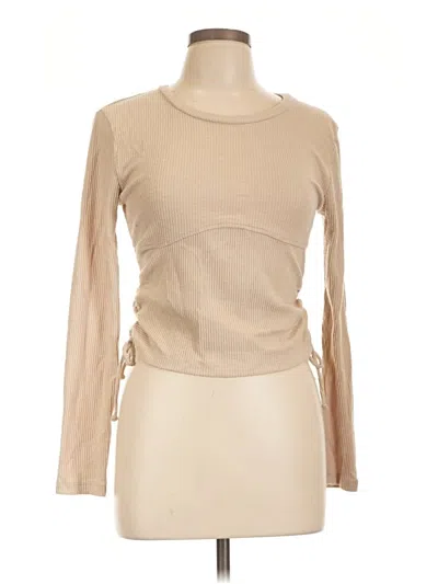 Pre-owned Hooked Up Long Sleeve Top Tan Turtleneck Tops