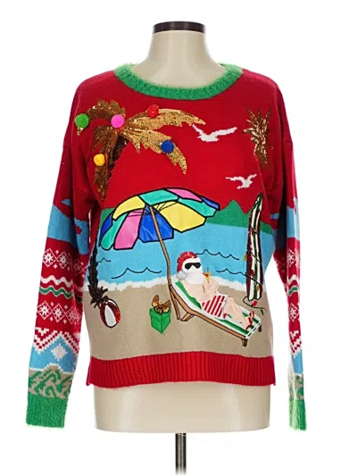 Pre-owned Hooked Up Pullover Sweater In Red