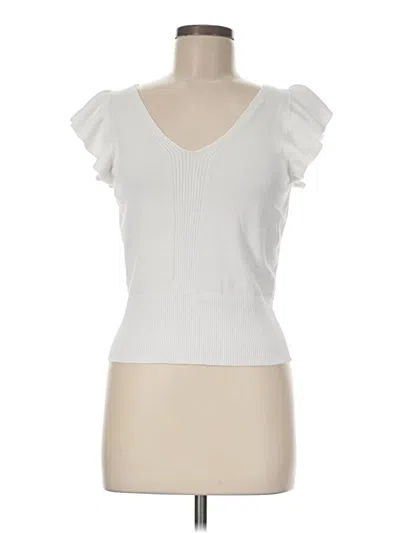 Pre-owned Hooked Up Short Sleeve Top White Sweetheart Neckline Tops