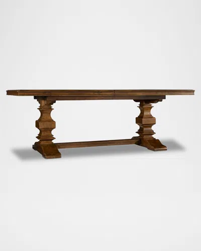 Hooker Furniture Archivist 86" Trestle Table With Leaves In Dark Pecan