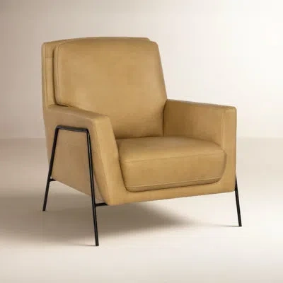 Hooker Furniture Aziel 30.5'' Wide Genuine Leather Top Grain Leather Club Chair In Ankur Sand Genuine Leather
