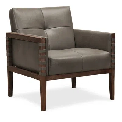 Hooker Furniture Calliope 31'' Wide Genuine Leather Chair In Gray Genuine Leather