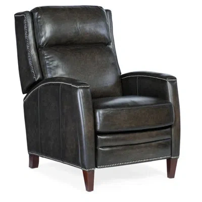 Hooker Furniture Dunsten Genuine Leather Recliner In Dark Brown Genuine Leather