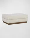 Hooker Furniture Jasmine Leather Ottoman In Linen