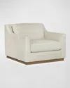 Hooker Furniture Jasmine Leather Sloped-arm Chair In Linen