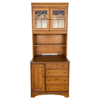 Pre-owned Hooker Furniture Oak Executive Cabinet Hutch With Integrated Power Panel By  In Brown