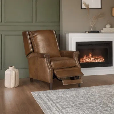 Hooker Furniture Rc 30.25" Wide Genuine Leather Club Recliner In Brown Genuine Leather