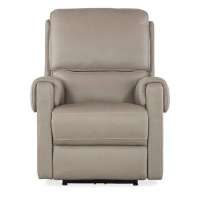 Hooker Furniture Ss Power Recliner With Power Headrest In Somers Dark Taupe Genuine Leather