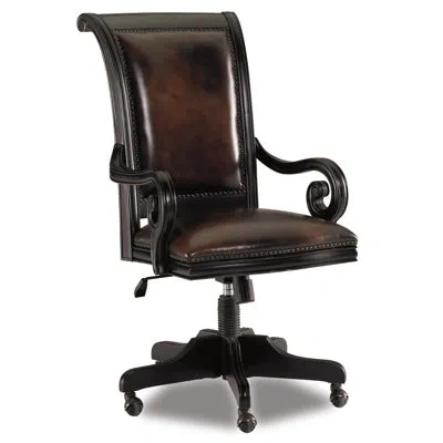 Hooker Furniture Telluride Tilt Swivel Chair In Black Finish With Reddish Brown Rub-thro