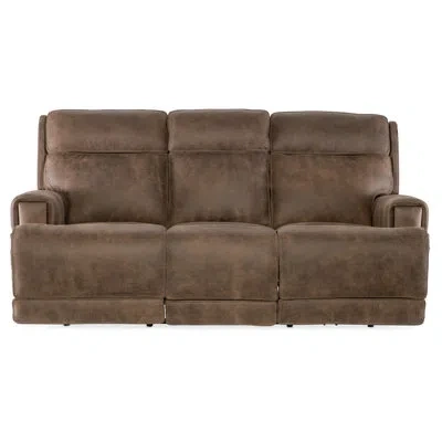 Hooker Furniture Wheeler 83'' Genuine Leather Pillow Top Arm Reclining Sofa In Brown