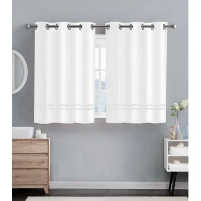 Hookless Escape Window Curtain Set, 2 Panel Set, Includes Flex-on Ring Grommets, 38 In Wide X 45 In Long, 2 W In Bright White