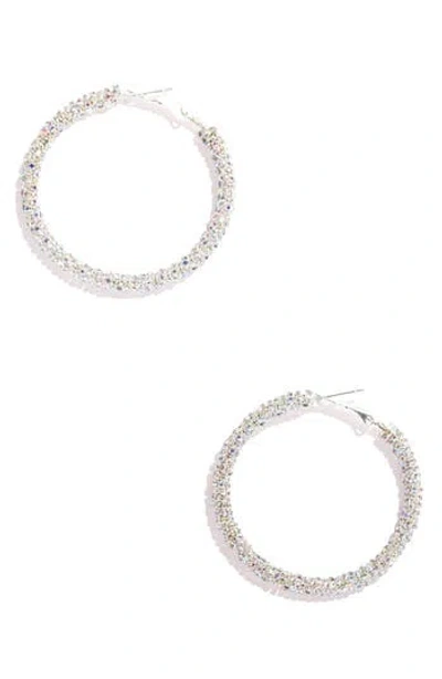 Hoop Mobb Slim Thick Crystal Hoop Earrings In Metallic