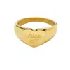 Hoops + Chains Ldn Women's Gold Fuck Off Heart Ring In Gold