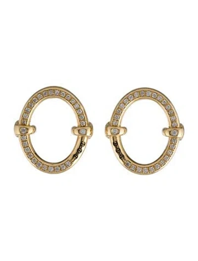 Pre-owned Hoorsenbuhs 18k Diamond Large Oval Earrings In Multi