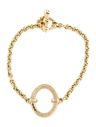 Pre-owned Hoorsenbuhs 18k Diamond Large Oval Station Bracelet, 6.5" In Multi