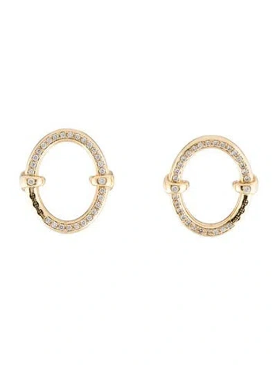 Pre-owned Hoorsenbuhs 18k Diamond Oval Stud Earrings In Multi