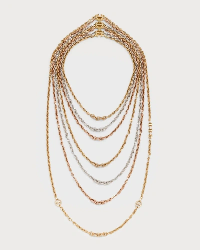 Hoorsenbuhs 18k Three-tone Multi-layer Necklace With Diamonds In Gold