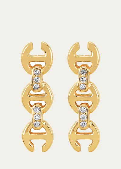 Hoorsenbuhs 18k Yellow Gold 3mm Toggle Stud Earrings With White Diamond Bridges