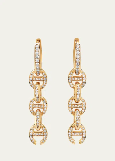 Hoorsenbuhs 18k Yellow Gold 5 Link Pave Drip Earrings With White Diamonds In Brown