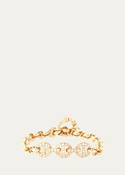 Hoorsenbuhs 18k Yellow Gold Id Bracelet With White Diamond Pendant And Toggle