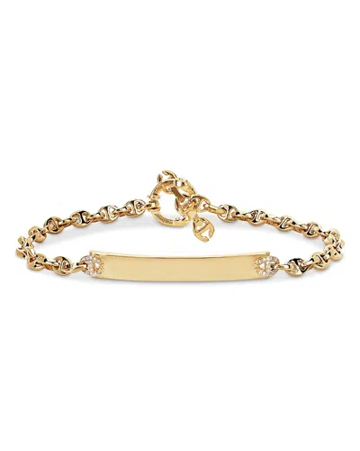 Hoorsenbuhs 18k Yellow Gold Open Link Monogram Plate Bracelet With Diamonds, 0.16 Ct. T. W.