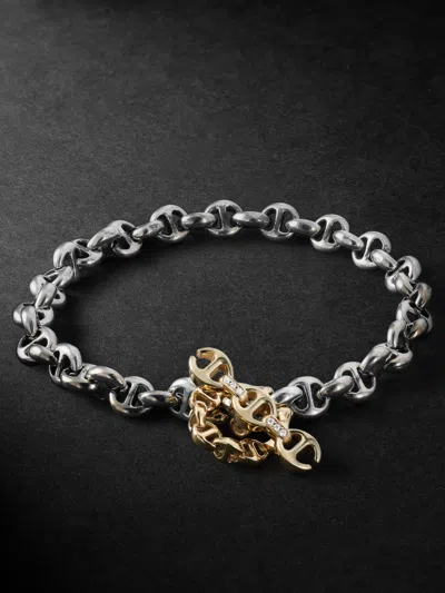 Hoorsenbuhs Open-link Sterling Silver, 18-karat Gold And Diamond Bracelet