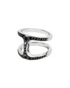 Hoorsenbuhs Sterling Silver Phantom Black Diamond Double Row Statement Ring In Black/silver