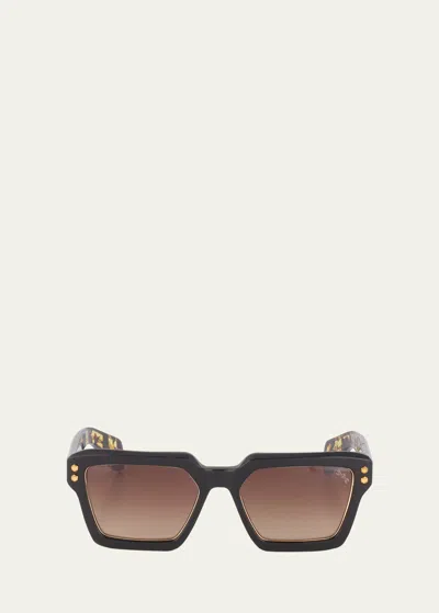 Hoorsenbuhs Tortoise Acetate Butterfly Sunglasses In Black