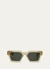 Shop Hoorsenbuhs Wheat Crystal Acetate Butterfly Sunglasses In Clear
